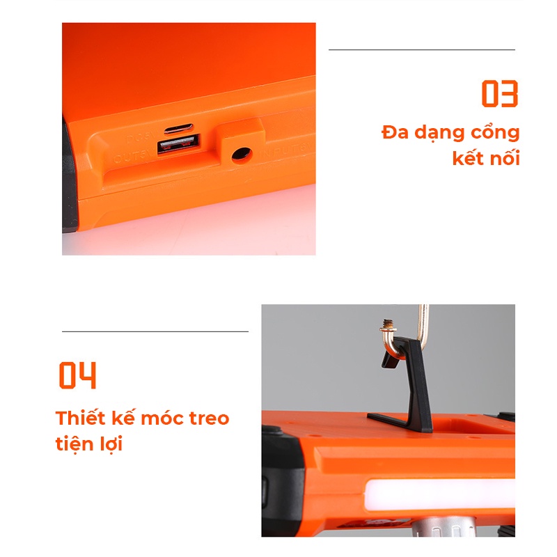 Quạt tích điện để bàn có điều khiển, pin 4800mAh, quạt làm mát 3 chế độ gió, vừa chiếu sáng kiêm sạc dự phòng tiện lợi