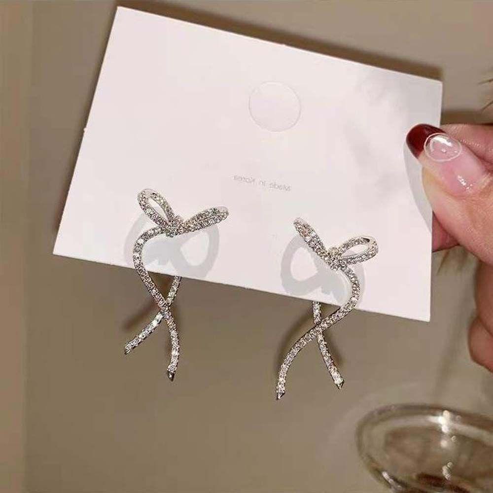 LILYES Đôi Bông Tai Hình Chiếc Nơ Màu Sắc Thời Trang Cho Nữ