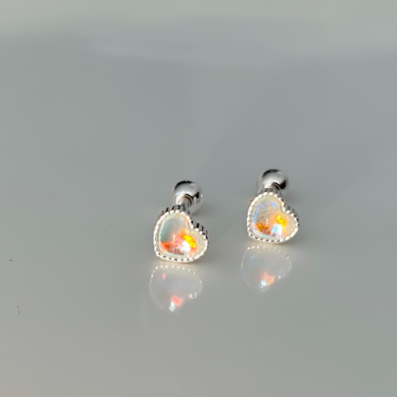 Hoa tai xoắn ốc hình trái tim đầy màu sắc Hoa tai thời trang đơn giản Hoa tai đinh tán của phụ nữ Hàn Quốc