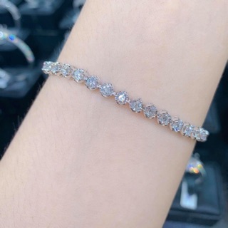 Lắc tay đính 26viên Moissanite 5ly nước Dkiểm định;Chấtliệu bạc mạ bạch kim;hiệu ứng bút thửLẤP LÁNH VĨNH VIỄN