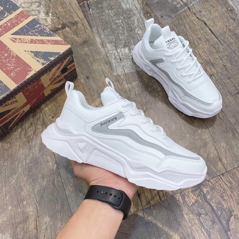 [FreeShip - hàng loại 1] Giày thể thao nam, giày sneaker nam da Xám - Trắng (2 màu) XD21 | BigBuy360 - bigbuy360.vn