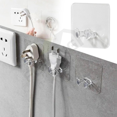 6pcs Móc Lưu Trữ Keo Dán Tường, Giá đỡ ổ Cắm điện Không Cần đục Lỗ, Móc Treo Tường Dính