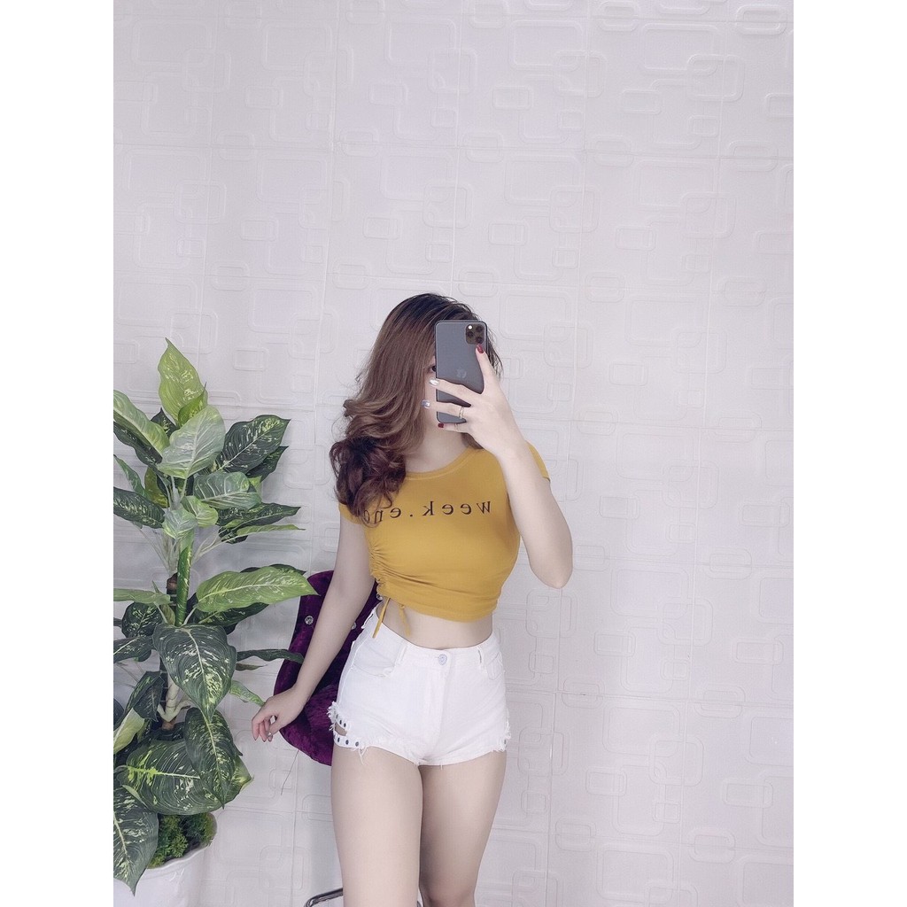 Áo thun bozip weekend rút dây bên xinh xinh