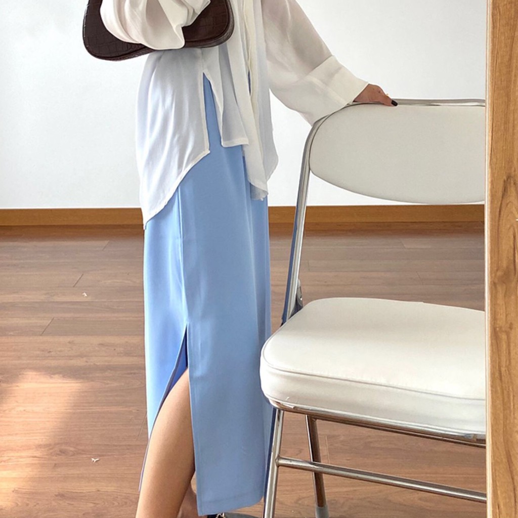 Chân Váy Dài Qua Gối Xẻ Sườn Phong Cách Ulzzang V30 | BigBuy360 - bigbuy360.vn