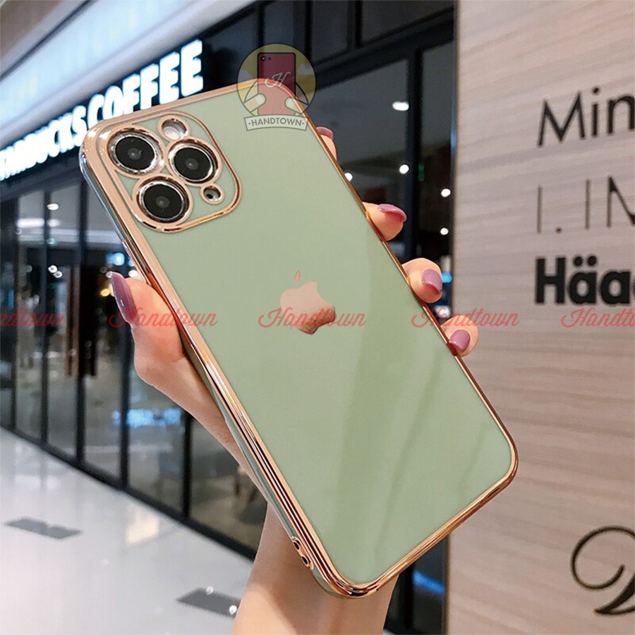 Ốp lưng silicon viền màu Vuông Cạnh độ lên iPhone 12 Cho iPhone 7 8 6 6s Plus Xs Max 11 11 Pro SE 2 2020 12 Mini Pro Max