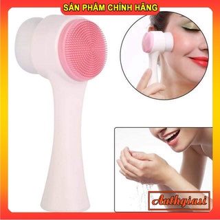Cọ rửa mặt 2 đầu massage da mặt 1 đầu lông 1 đầu silicon làm sạch da sâu