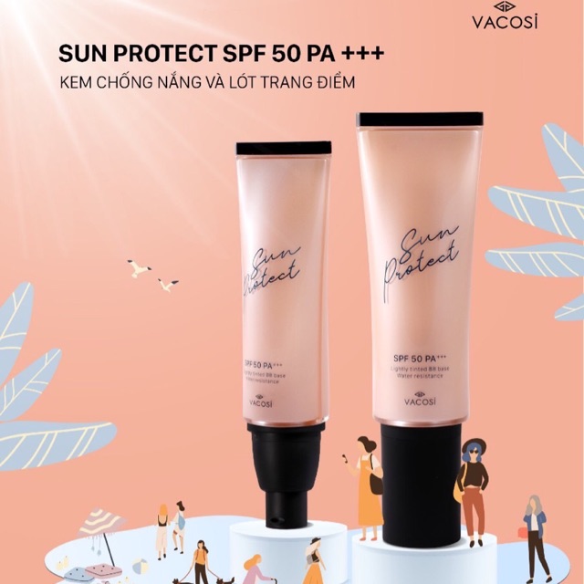 Vacosi - Kem chống nắng và lót trang điểm BB Base Sun Protect SPF50 PA+++