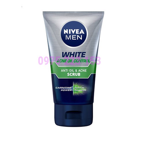 Sữa Rửa Mặt Nivea Men White Acne Oil Control - Anti Oil & Acne Scrub 100g