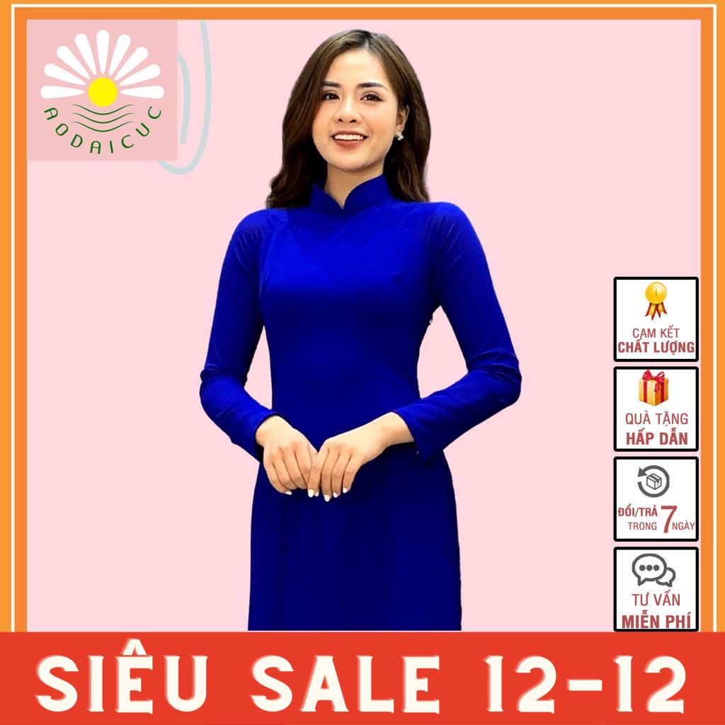 Áo dài truyền thống, màu xanh coban, lụa chiffon cao cấp, không nhăn, không xù - T05