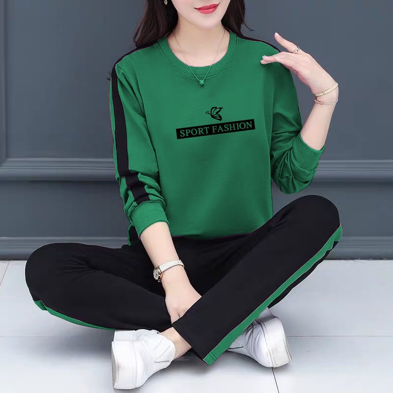 Bộ quần áo thể thao cổ tròn thời trang xuân hè 2021 dành cho nữ