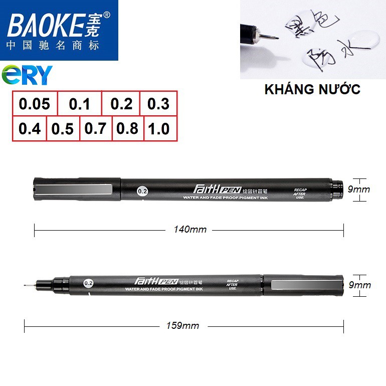 [Ship hỏa tốc] Bút Line Đi Nét - Vẽ Kỹ Thuật Chuyên Nghiệp BAOKE | FAITH PEN -ByLy Store