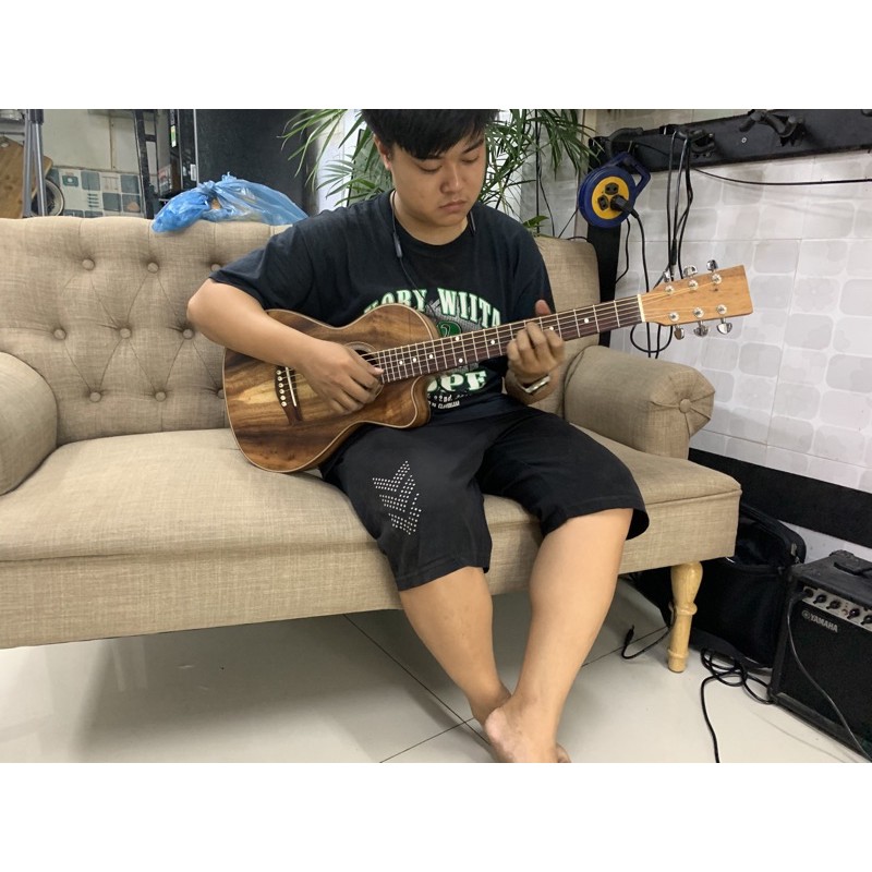 Đàn guitar acoustic mini size 1/2 gỗ điệp nguyên tấm