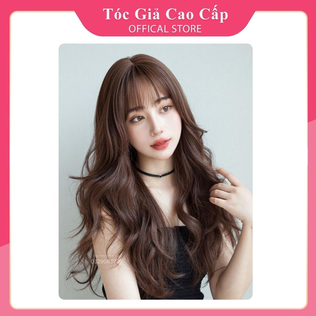 Tóc giả nguyên đầu nữ xoăn dài đẹp, 2069, tặng kèm lưới trùm tóc giả wig.
