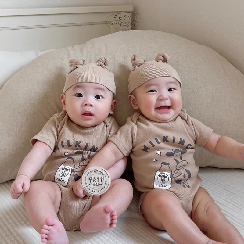 Bộ liền thân kèm mũ bò sữa ikii hàn Quốc