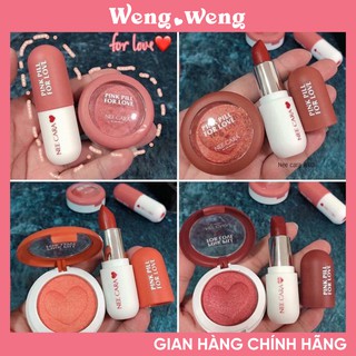 Set son + phấn mắt Nee Cara Pink Pill For Love nội địa Thái