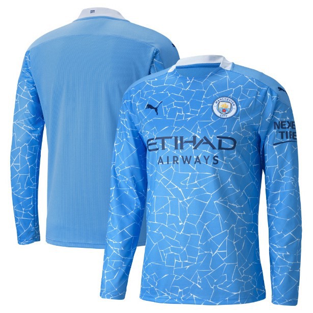 Áo Thun Đá Banh Dài Tay Size S-2Xl Đội Manchester City 2020 / 21