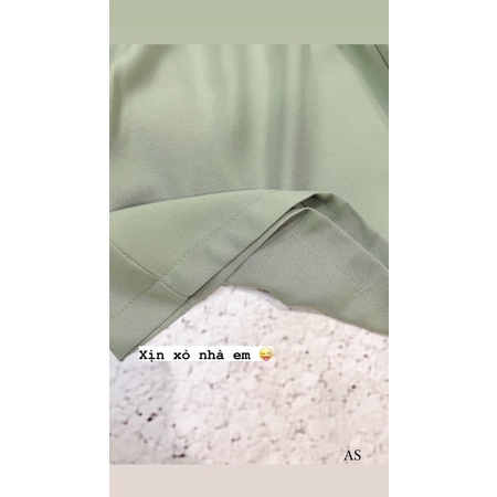 set áo hoa lụa kèm quần short màu xanh cho nữ