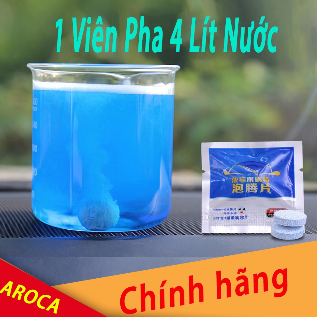 [ 10 Viên ] Viên sủi rửa bề mặt kính - Pha nước 4 lít nước rửa kính xe, chất tẩy rửa kính lái xe ô tô AZOZO