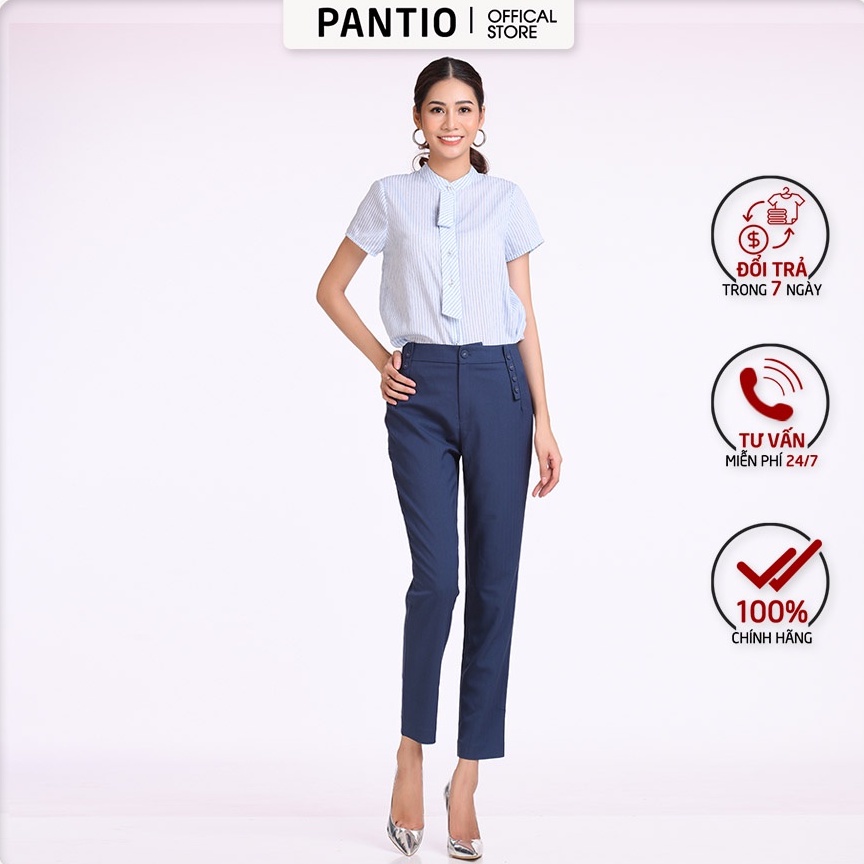 Áo sơ mi chất liệu thô mỏng kẻ sọc dáng suông FAS52190- PANTIO