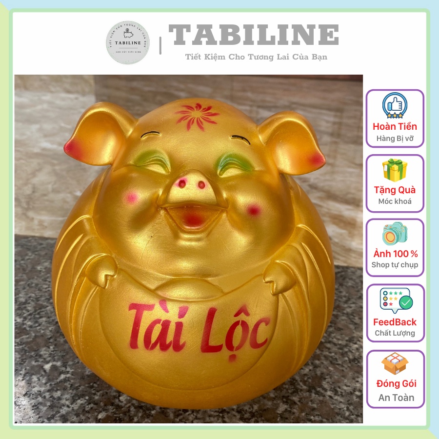 Lợn đất heo đất ống heo tiết kiệm tiền TABILINE heo bí tài lộc vàng đồng vip LD78