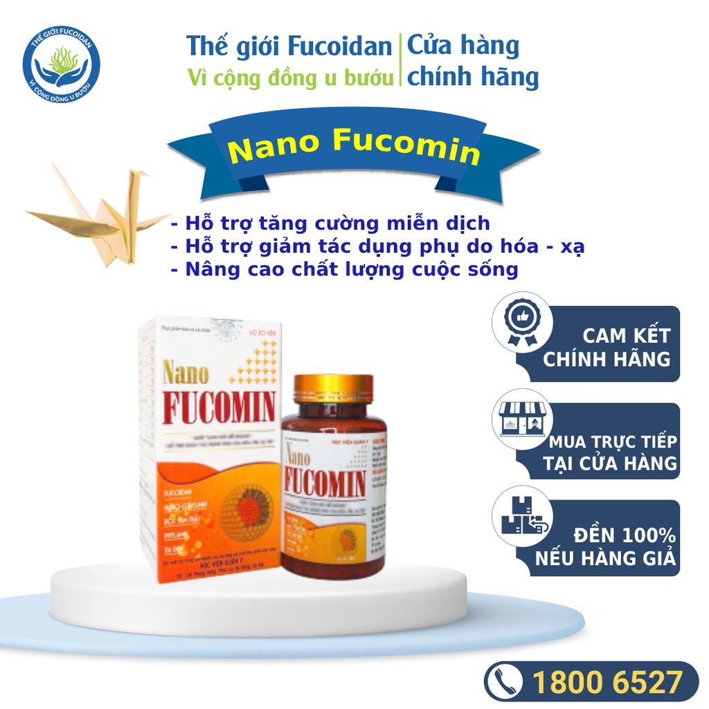 Nano Fucomin Học viện Quân Y - Lọ 30 viên - Hỗ trợ điều trị ung thư, giảm tác dụng phụ do hóa xạ trị