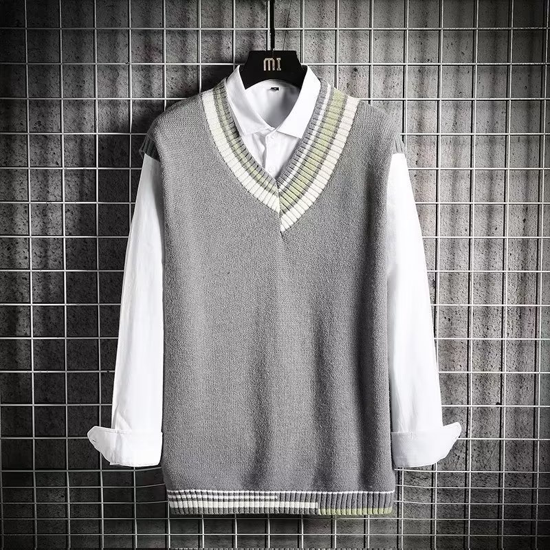 Áo Sweater Dệt Kim Unisex Cổ Chữ V Không Tay Size M-3XL