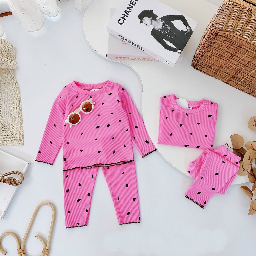 Đồ bộ bé gái dài tay AM776 - Bộ quần áo cho bé gái chất tăm mặc thu đông TTR69