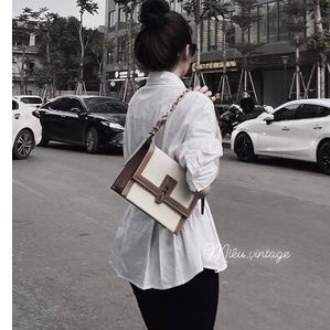 áo sơ mi nữ tay ngắn dáng lỡ nhấn eo bo tay kiểu tiểu thư