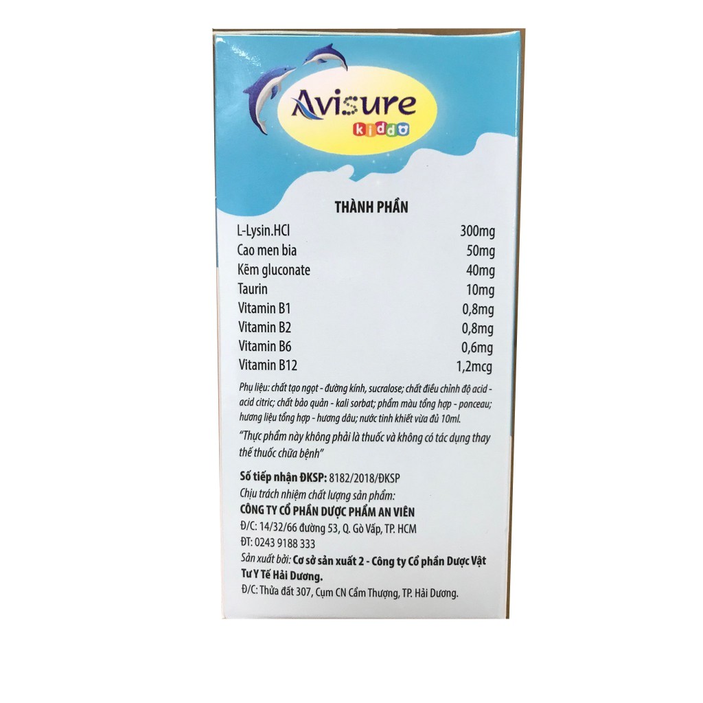 Avisure Kiddo - Giải pháp cho trẻ biếng ăn, giúp bé ăn ngon [Chính hãng - 20 ống]