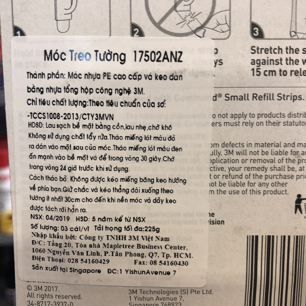 Combo 2 Móc dán tường vuông 300gr vỉ 3 cái Command 3M 17502 – Siêu Dính, Bền Chắc, Dễ Dàng Tháo Gỡ - Hàng Chính Hãng