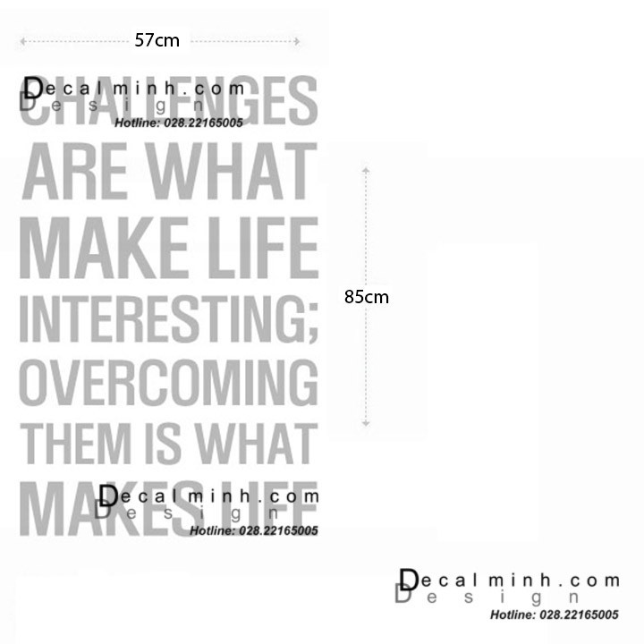 (Cắt chữ theo yêu cầu) Decal trang trí câu chữ CHALLENGES