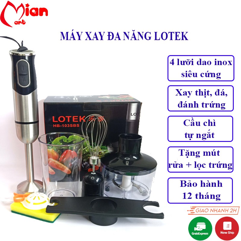 [BẢO HÀNH 12 THÁNG] MÁY XAY ĐA NĂNG CẦM TAY LOTEK  - MÁY XAY THỊT, XAY ĐÁ, XAY SINH TỐ RAU CỦ, ĐÁNH TRỨNG - MIAN MART