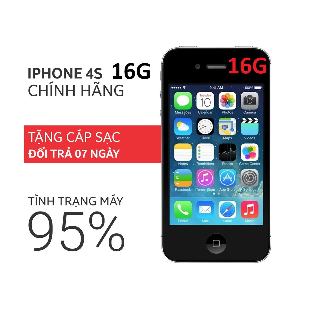 Điện Thoại iPhone 4S 16G Bản Quốc tế có lắp sim- Tải sẵn ứng dụng Facebook, Zalo, Zingmp3, Messenger, Youtube... | WebRaoVat - webraovat.net.vn