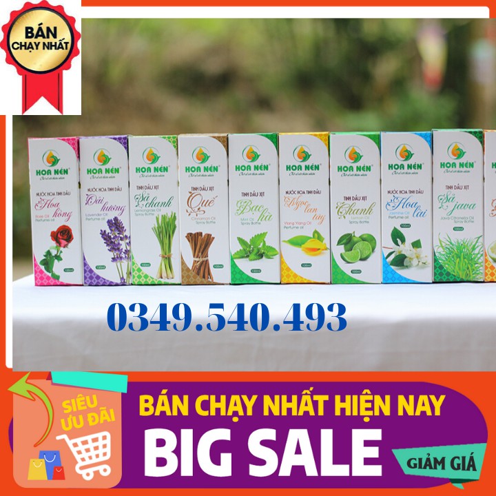 Chai xịt tinh dầu 100ml (sả, quế, bạc hà, chanh, oải hương, hoa hồng, hoa lài, ngọc lan tây) thơm phòng, khử mùi