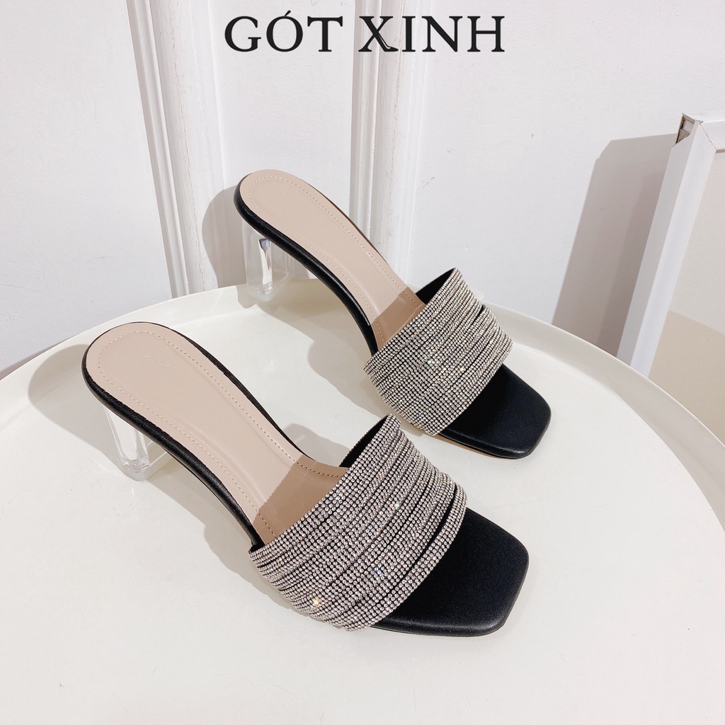 Dép cao gót nữ GÓT XINH GX5 mũi vuông quai ngang cao 5cm