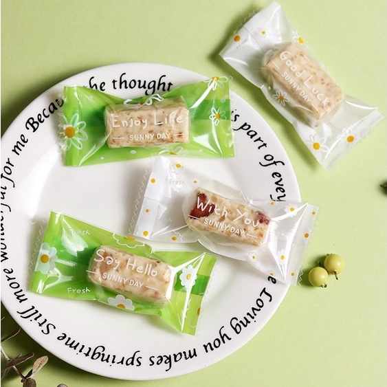 Túi Kẹo Nougat ~ Hoa Cúc Trắng Xanh (100 cái)