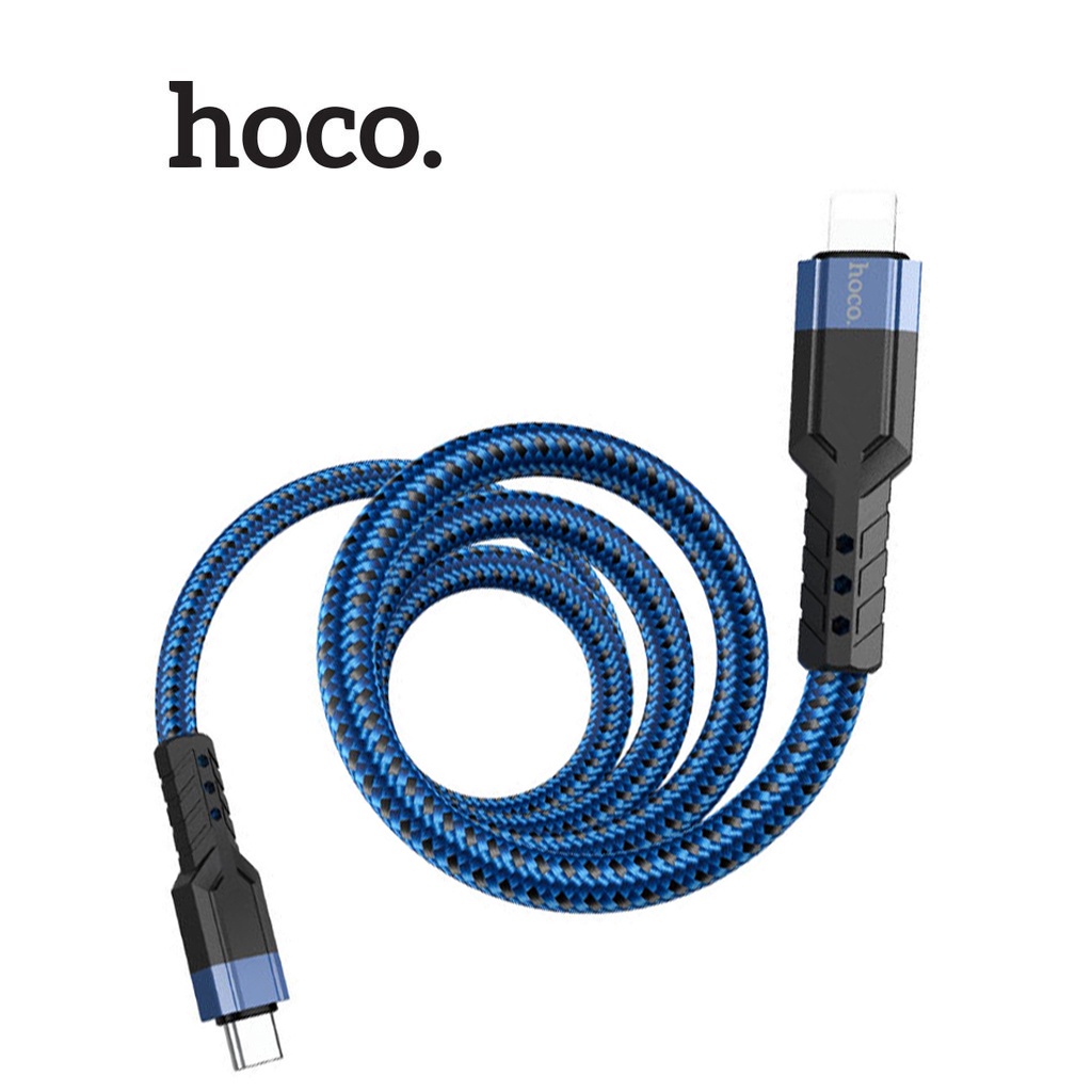 Cáp sạc PD20W Type-C dành cho IP10/11/12/13/14promax Hoco U110 sạc nhanh 3A vải dù chống rối dài 1.2M cho IP