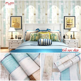 Combo 10m giấy dán tường giả gỗ dọc đẹp khổ rộng 45cm 5260