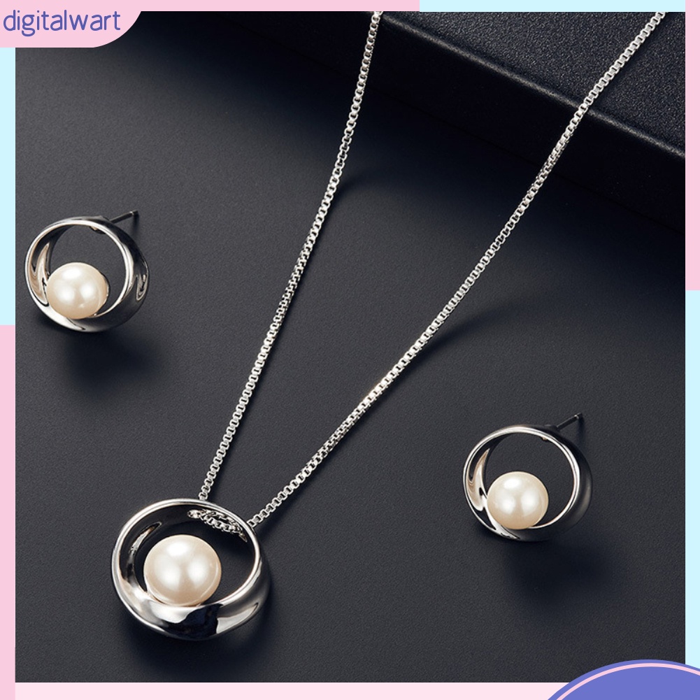 Set vòng cổ + bông tai phối hạt ngọc trai giả thanh lịch sang trọng