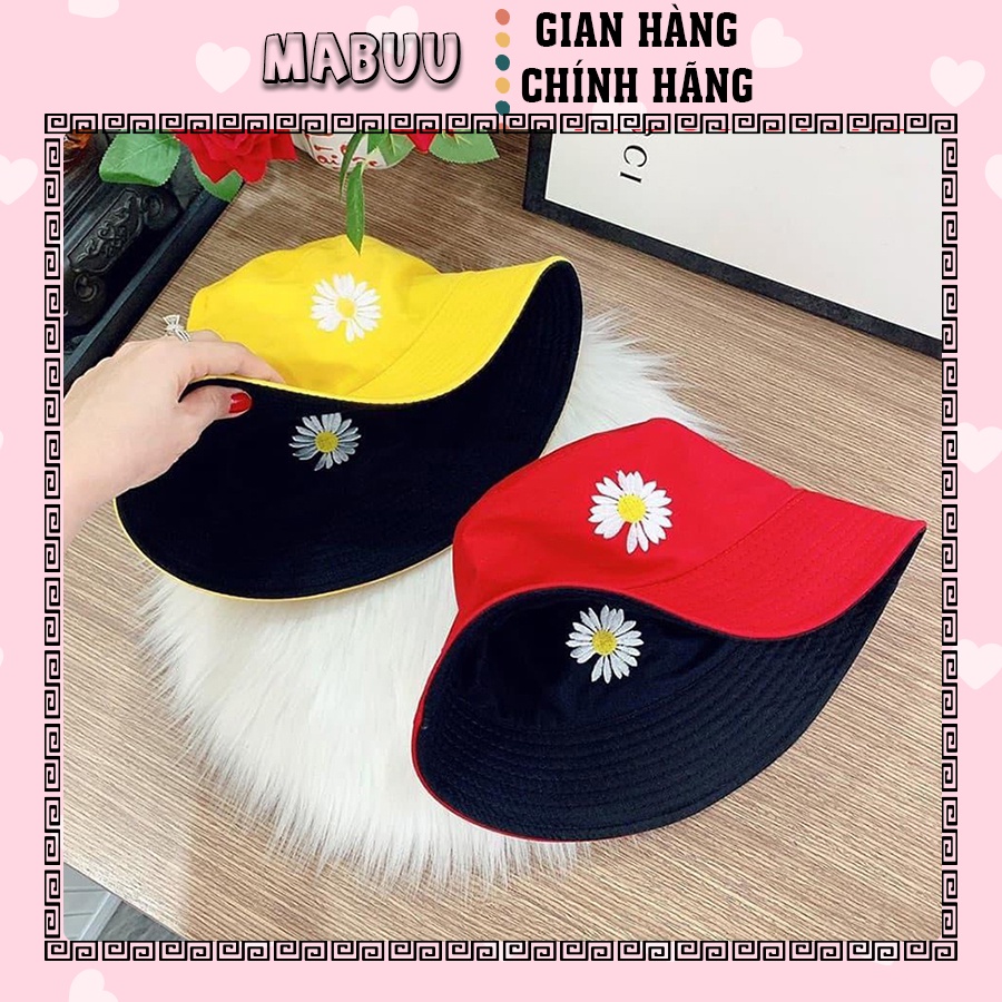 Mũ Bucket Thêu Hoa Cúc GD 2 Mặt 3001