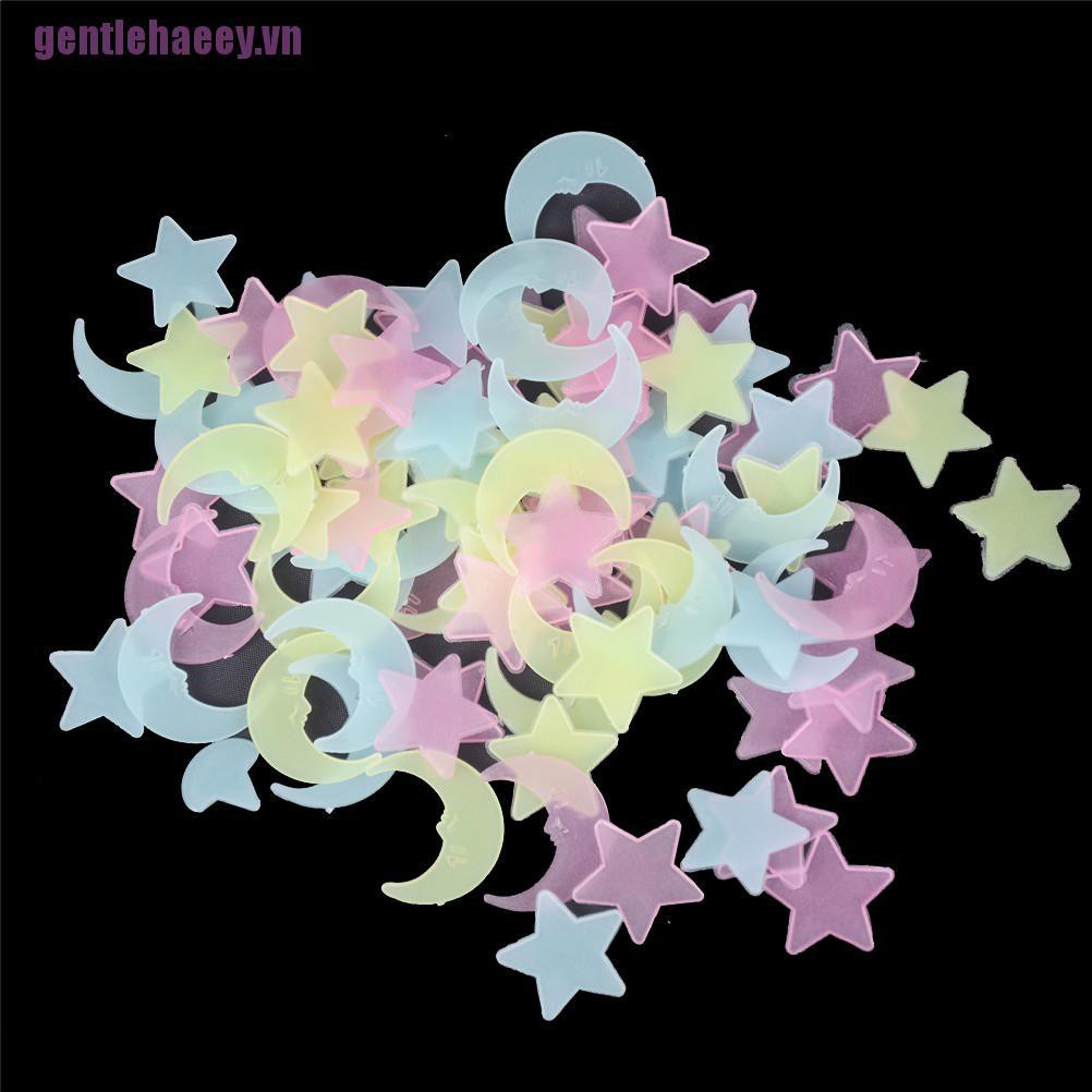 Quý Ông♥Set 100 Sticker Dạ Quang Hình Trăng Sao Trang Trí Phòng Ngủ Cho Bé