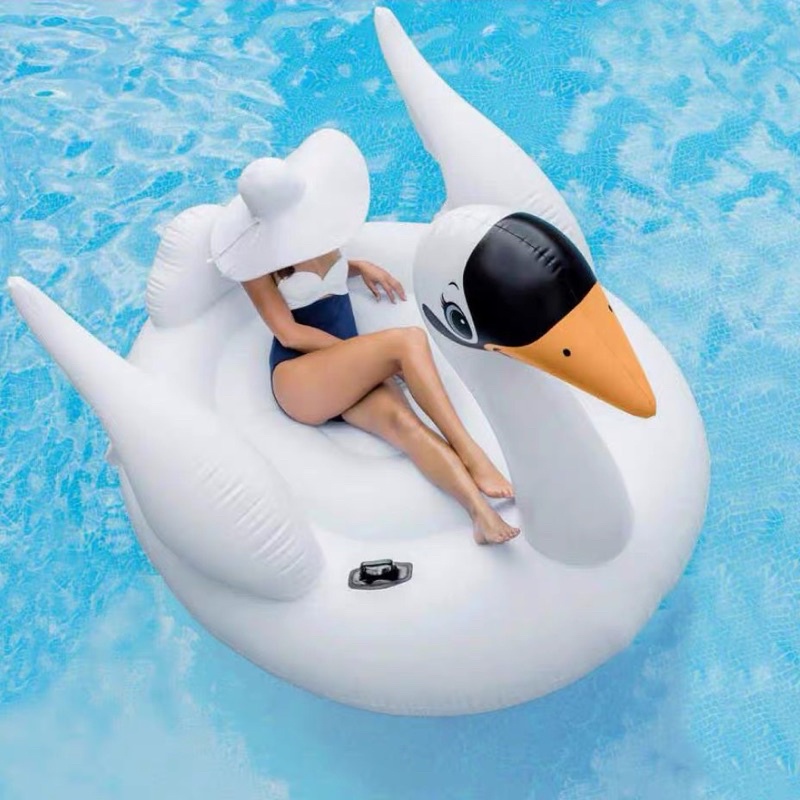 Phao Bơi Thiên Nga Trắng 194cm Người Lớn Khổng Lồ - Kèm Bơm + Phao Mini