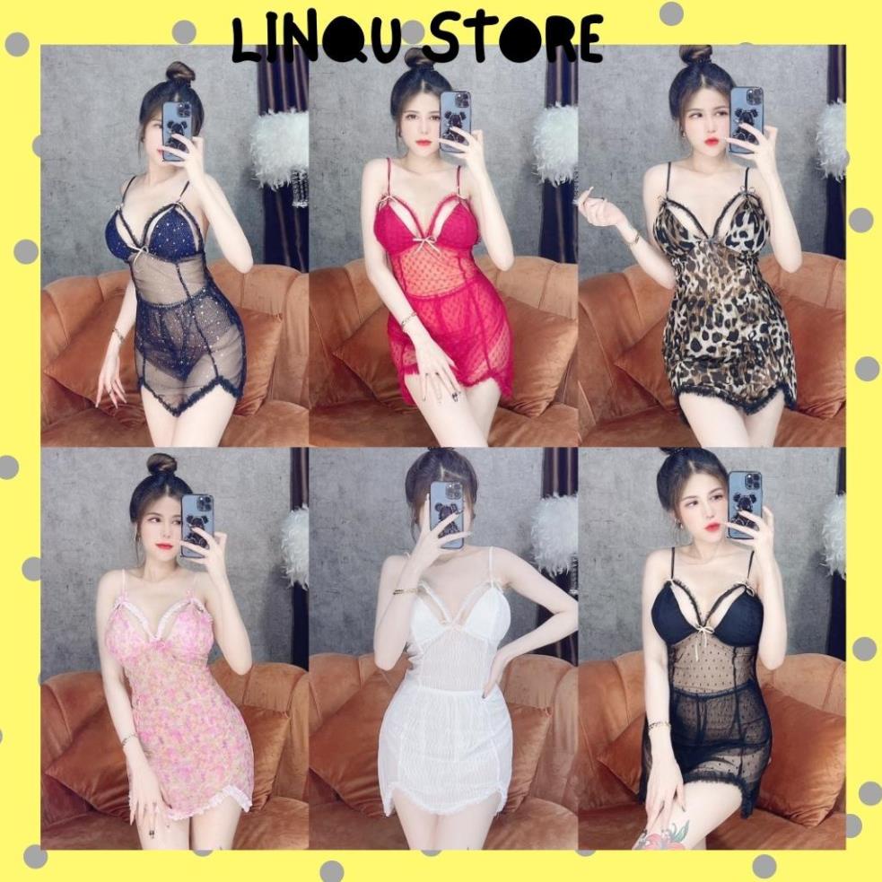Váy Ngủ Sexy - Đầm Ngủ Xuyên Thấu 2 Dây, Đầm Ngủ Sexy Ren Voan Mỏng Siêu Gợi Cảm Freesize 40-55kg - Linqustore Đẹp