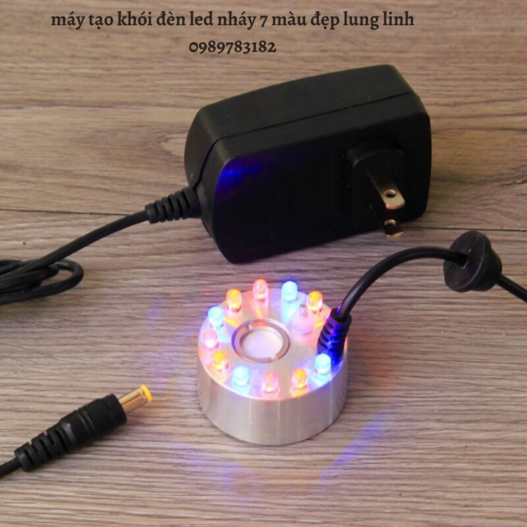 Máy tạo khói thác nước phong thủy , hồ bán nguyệt đèn led nháy 7 màu , đủ bộ cả nguồn
