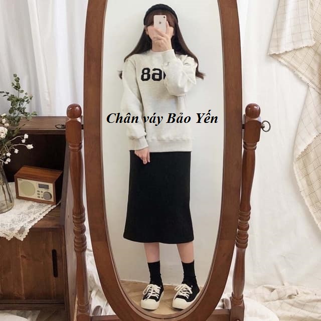 Chân váy midi dài dáng A nhẹ cạp khóa xẻ sau, video ảnh thật(sẵn full size)- M11