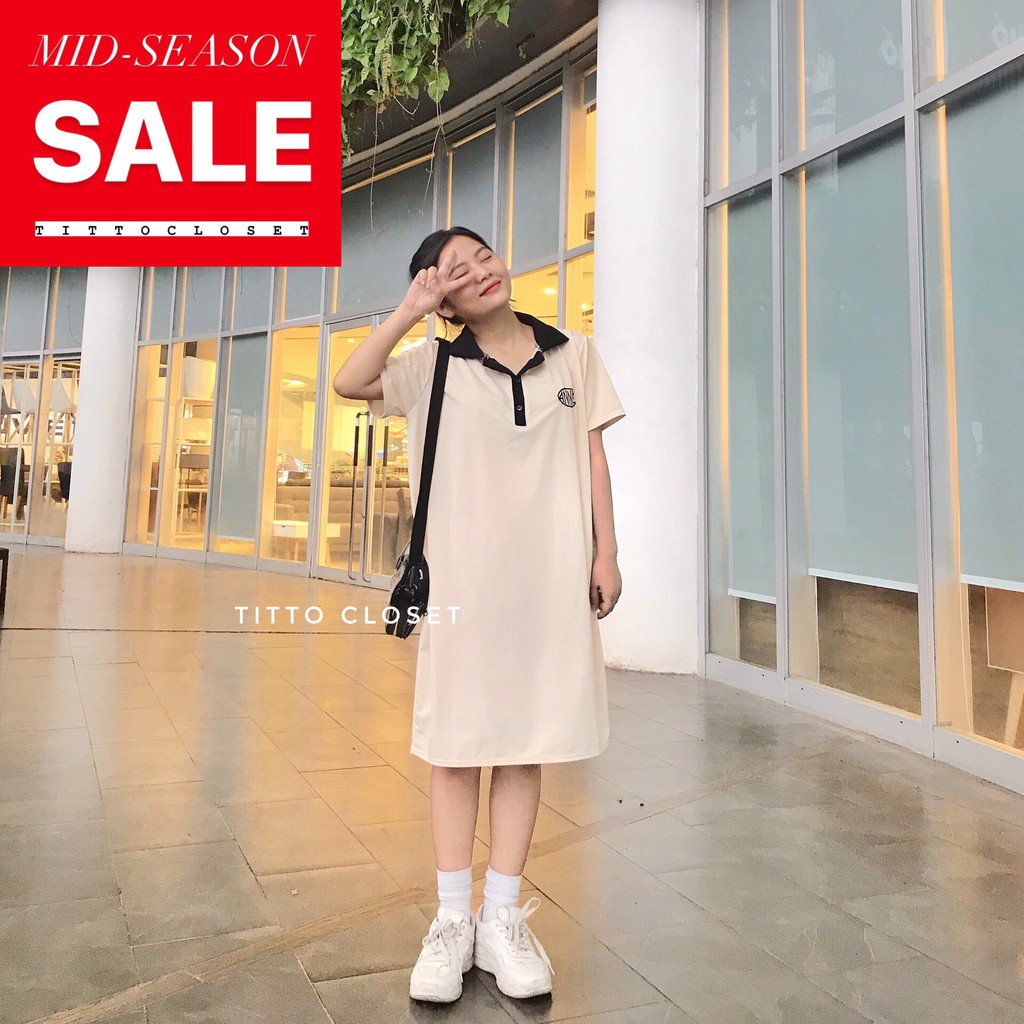 Váy Polo Thun Be Annie Form Suông Thêu Chữ Xinh Xắn - Ảnh Thật - Titto Closet
