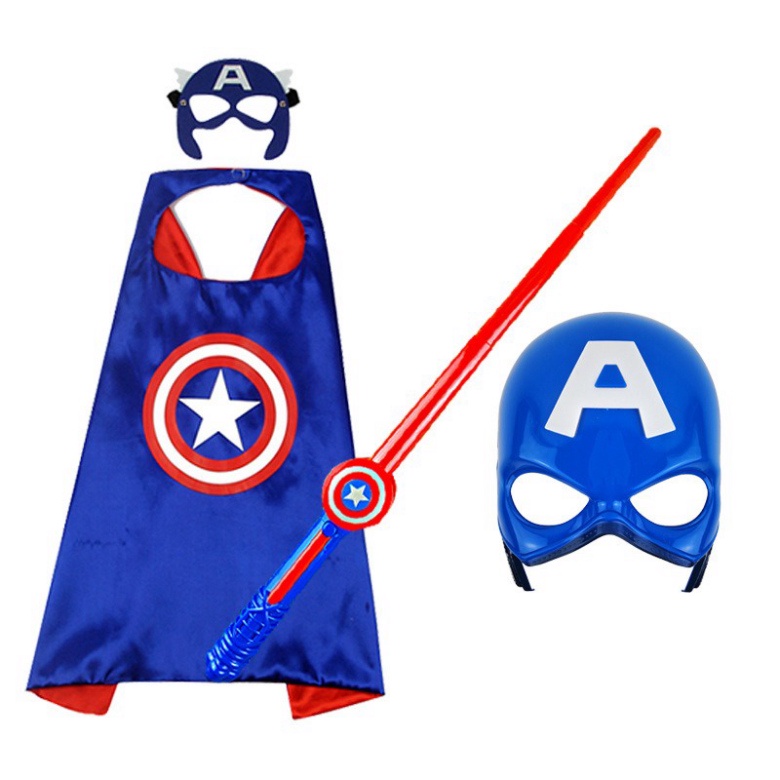 Bộ áo choàng và khiên kiếm hóa trang Captain America Đội Trưởng Mỹ Cho Bé Nhân Ngày Sinh Nhật,Trung Thu,Halloween