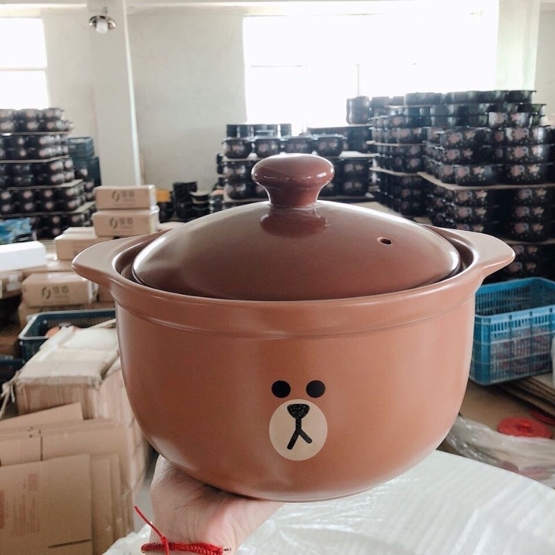 Nồi Nấu Gấu Brown Nấu Mì, Kho Quẹt, Hầm Canh/ Nồi Niêu Đất Gấu Nâu