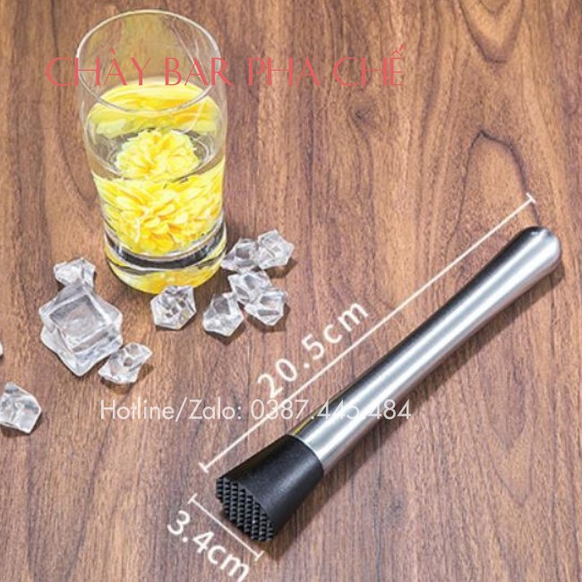 Chày bar dầm pha chế cocktail 20.5cm chất liệu inox 304 - Máy móc pha chế giá sỉ TM