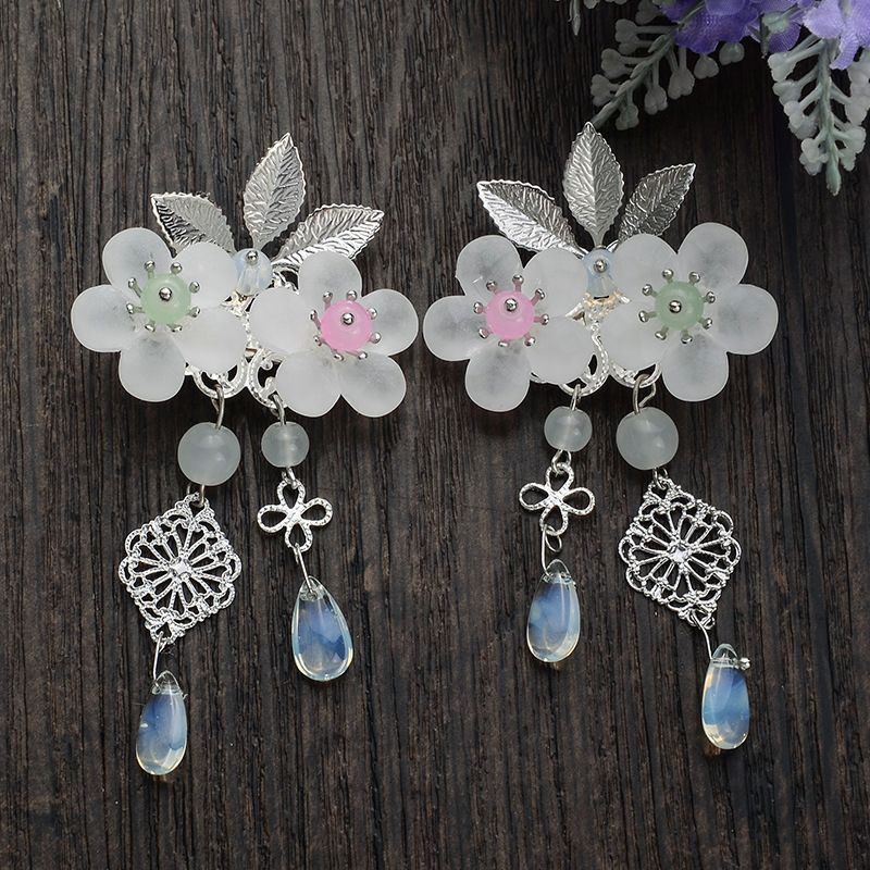 Kẹp trâm cài tóc hoa lá cổ trang kèm dây tô